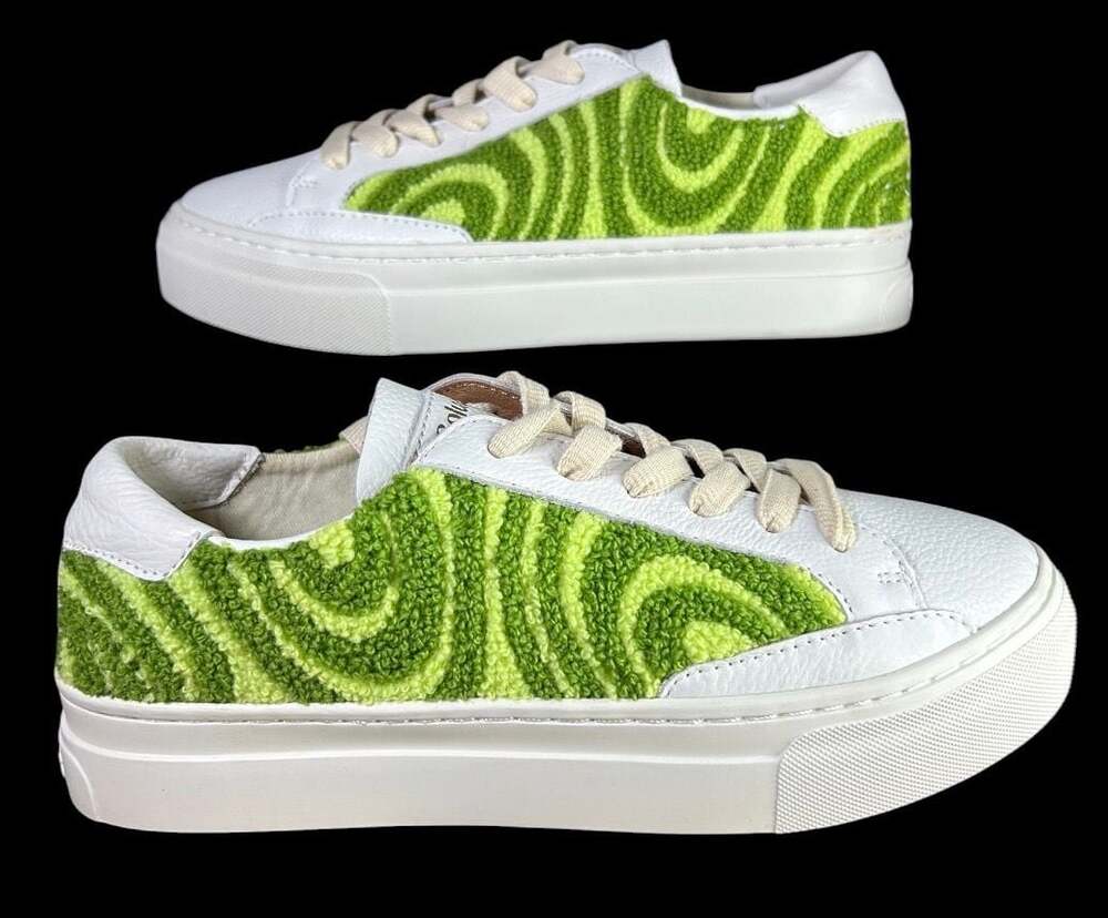Soludos Ibiza Platform Psychedelic Spiral Green Sneakers - NEW